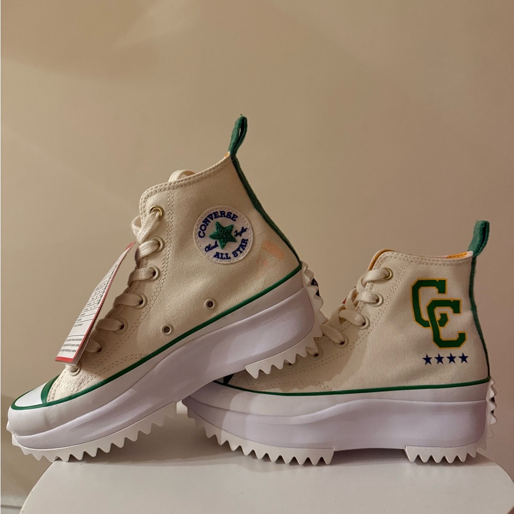 Converse High-Top Sneakers with Green and White Design